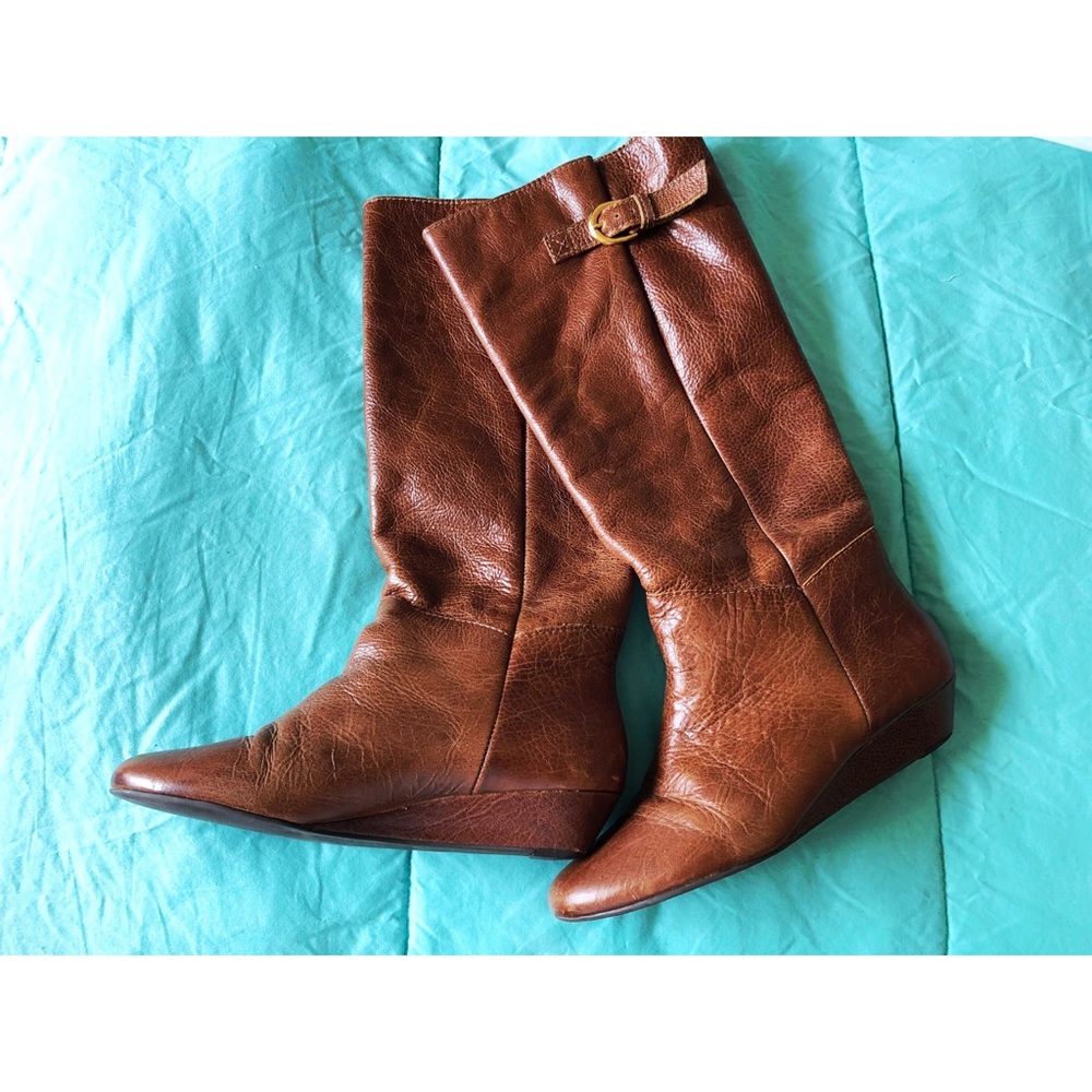 🍁🍂 Steve Madden Cognac Leather Boots! 🍁🍂
